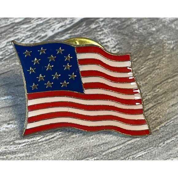 Pin Lapel Tie Tack Flag Waving USA Red White Blue - Picture 1 of 2